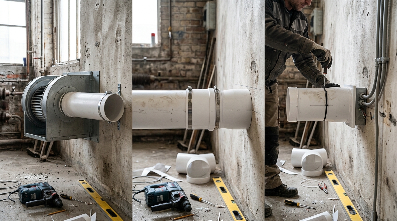 Пошаговый монтаж вытяжной вентиляции: воздуховоды и вентиляторы