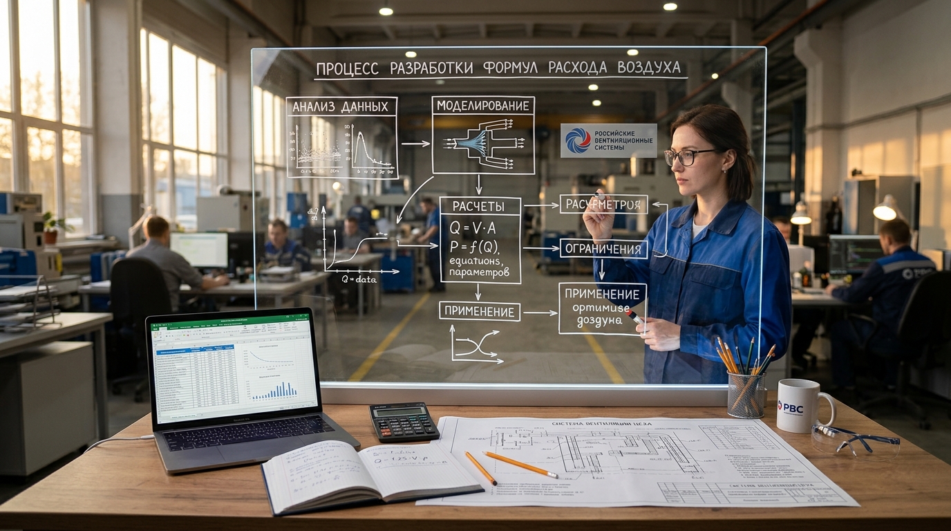 Схема процесса разработки и применения формул расчета расхода воздуха с учетом ограничений на российском заводе