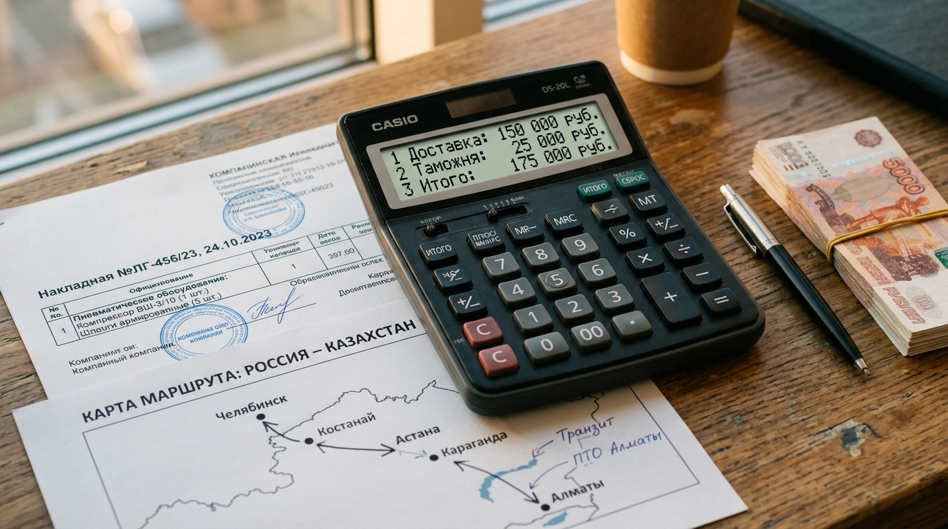 Калькулятор с расчетом логистических расходов на доставку пневмооборудования из России в Казахстан