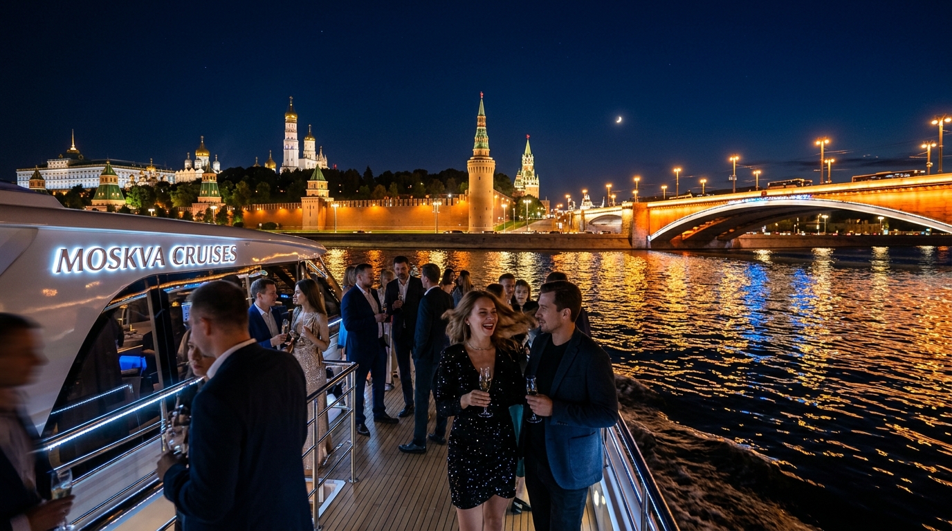 Ночной круиз по Москве-реке с подсветкой Кремля и мостов