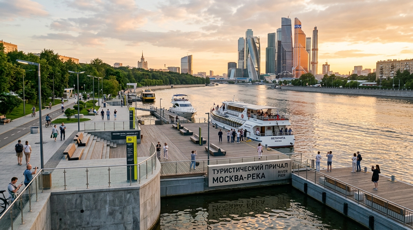 Современный причал на Москве-реке с доступом для туристов
