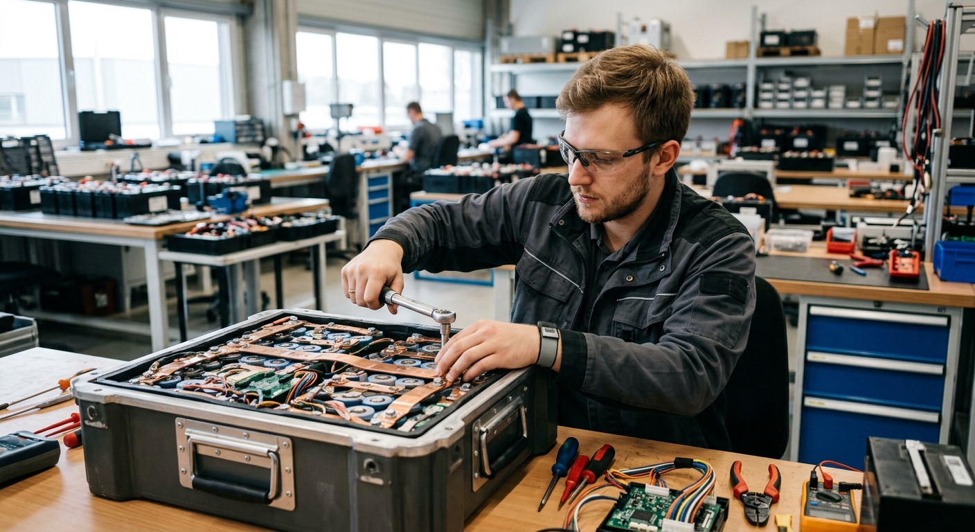 Как продлить срок службы: аккумуляторная батарея 24 вольта 400ач в деталях, специалист за работой, рабочая обстановка, деловая атмосфера