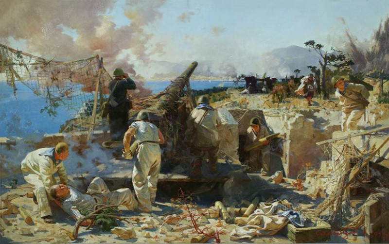 Артиллеристы ЧФ в обороне Новороссийска. 1942 год, 1955 г.Саморезов Виктор Константинович..jpg