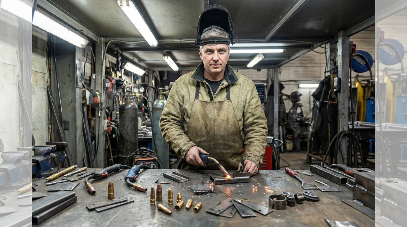 Как подобрать сварочные горелки под разные типы металла, male professional at work, workshop